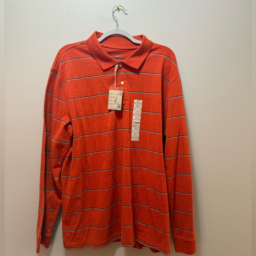 Men's Orange Striped Polo Shirt NWT